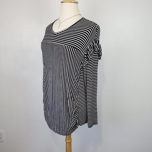 Time and Tru Stretchy Black White Striped Ruffle Maternity Top Size XL (16-18) - Picture 4 of 11